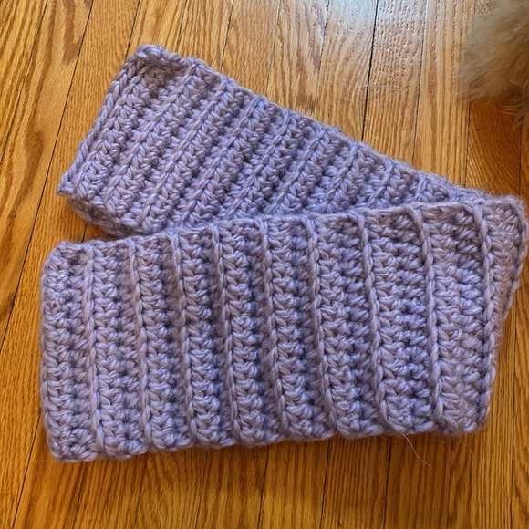 Handmade Chunky Knit Alpaca Wool Scarf in Lavender Purple - Picture 2 of 3